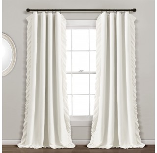 Flowing blackout white curtains