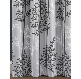 Grey Linear Tree Blackout Grommet Curtains