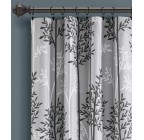 Grey Linear Tree Blackout Grommet Curtains