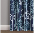 Navy Linear Tree Blackout Grommet Curtains