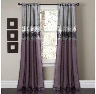 Purple and grey blackout curtains