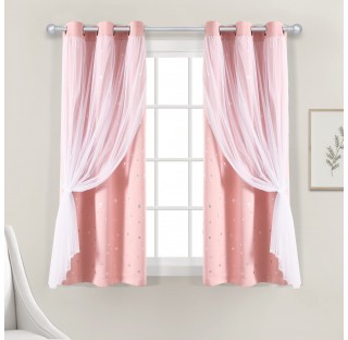 Sheer Insulated Grommet Blackout Pink Curtain