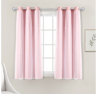 Sheer Insulated Grommet Blackout Pink Curtain
