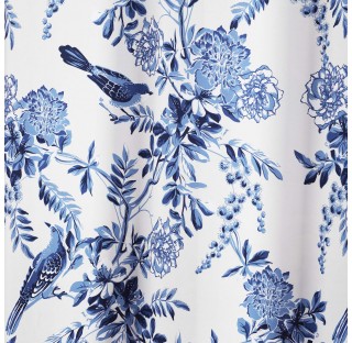 White and blue blackout curtains